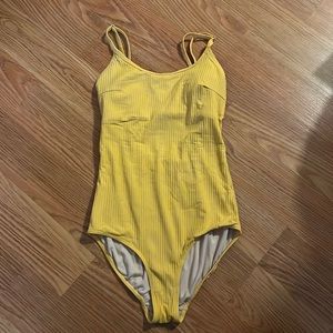 Albion Yellow Ribbed One Piece Swimsuit